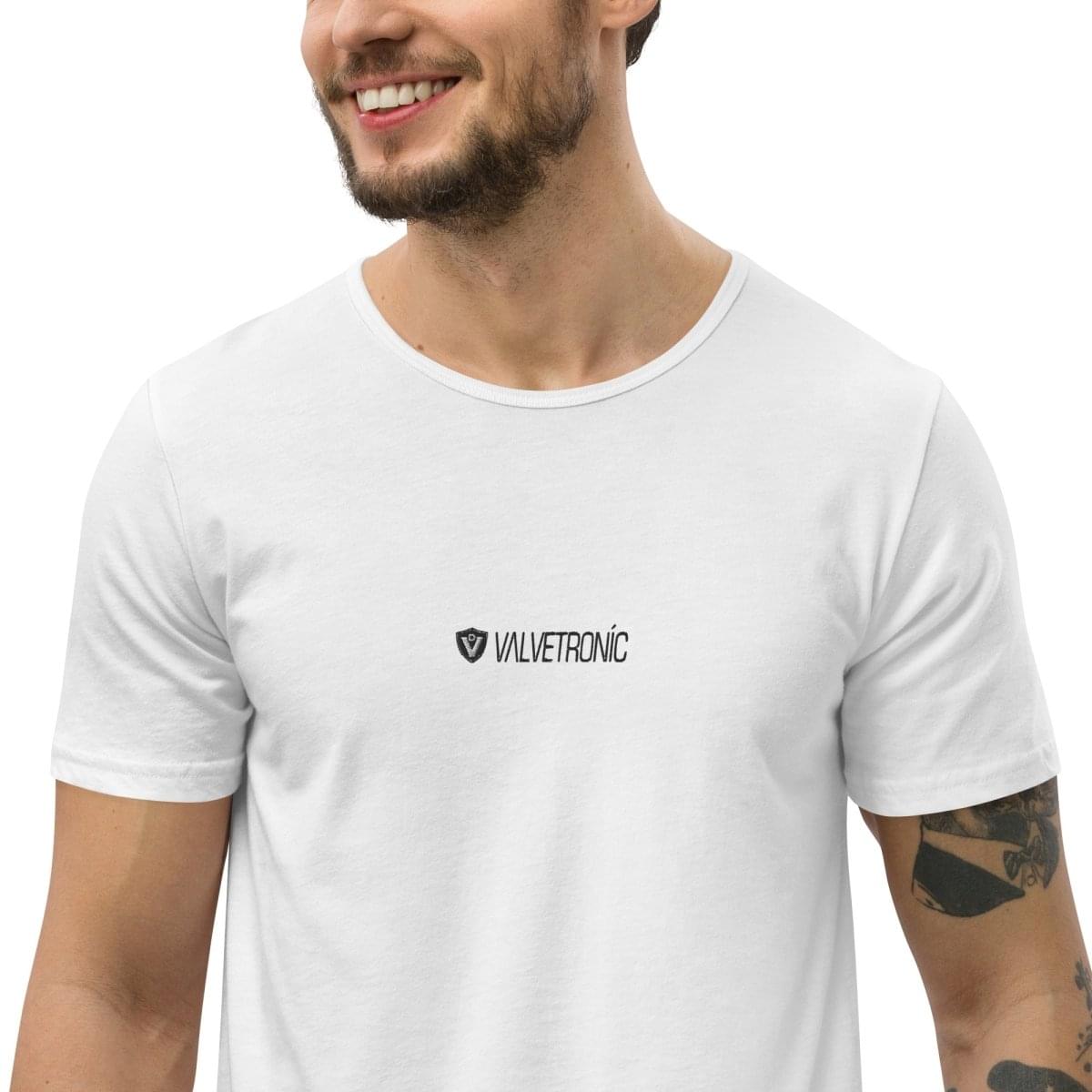Men's Curved Hem T-Shirt White logo (Valvetronic).