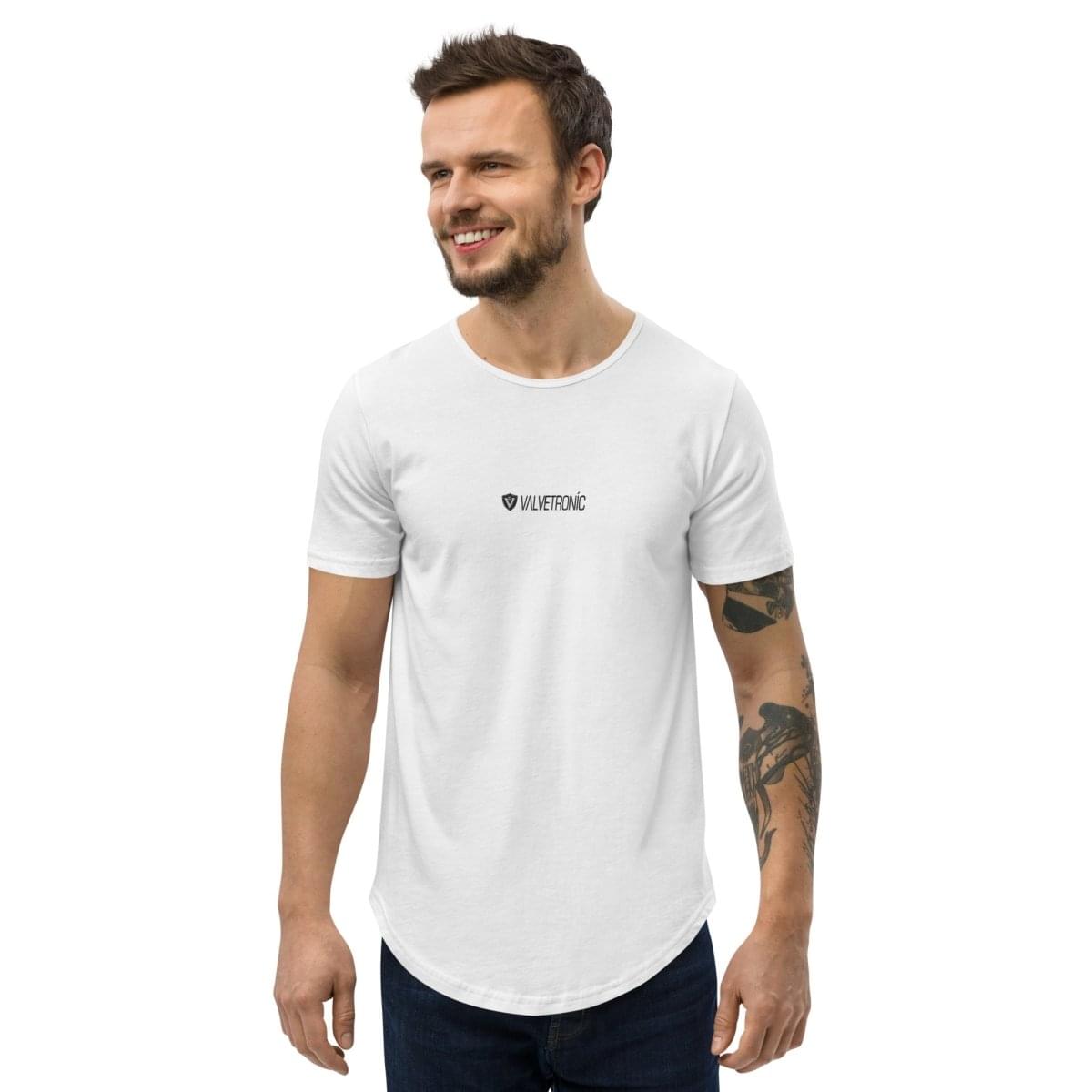 Men's Curved Hem T-Shirt White logo (Valvetronic).