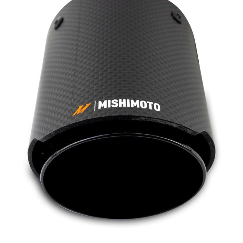 Mishimoto 2x Carbon Fiber Muffler Tip 2.5in Inlet 3.5in Outlet Black.