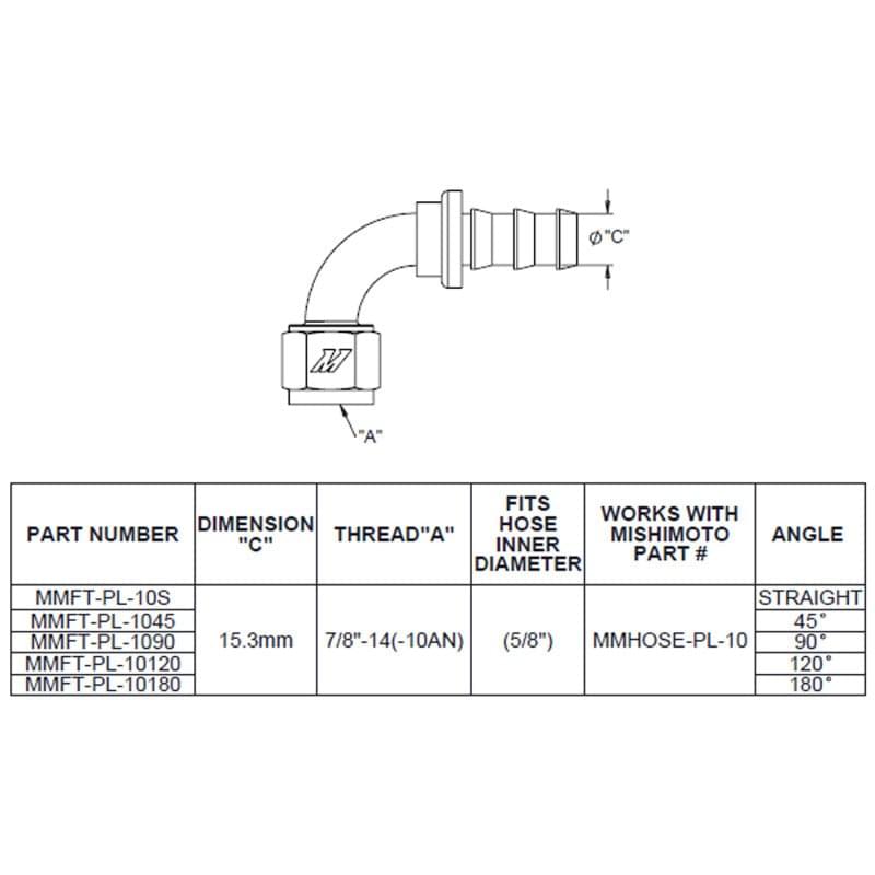 Mishimoto 90 Degree Push Lock Fitting - 10AN.