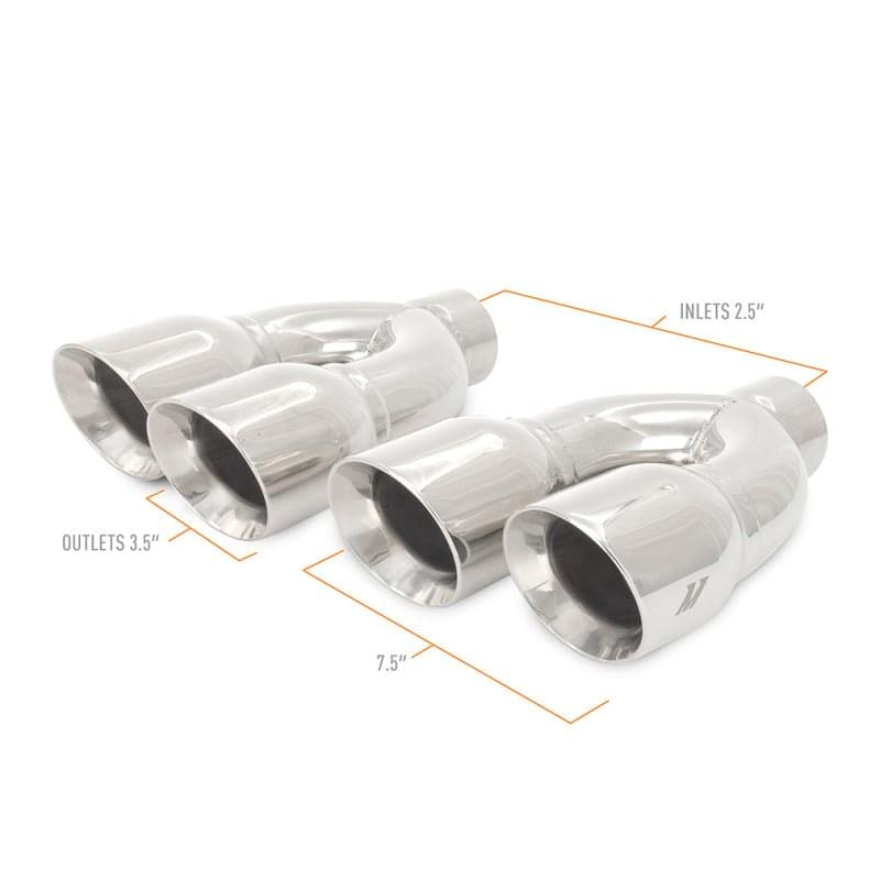 Mishimoto Universal Steel Muffler Tip 2.5in Inlet Dual Y Polished.