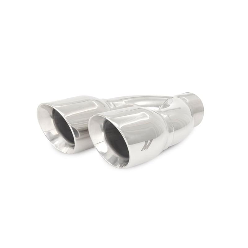 Mishimoto Universal Steel Muffler Tip 2.5in Inlet Dual Y Polished.