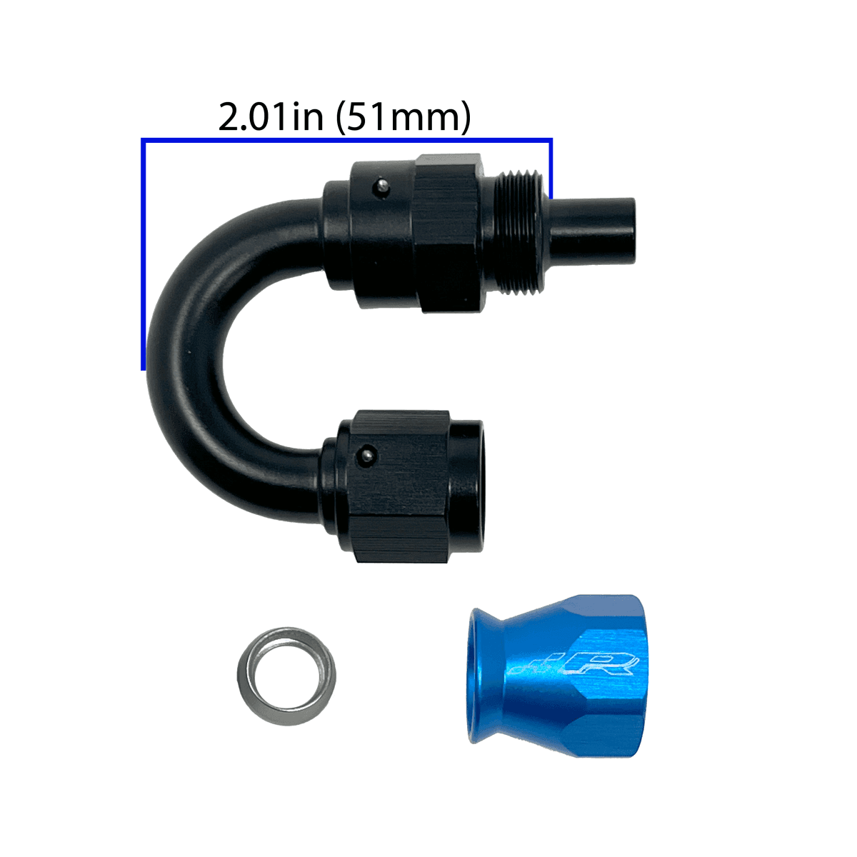 PTFE Fuel Line Fitting 180 Degree AN-6 Female Flare.