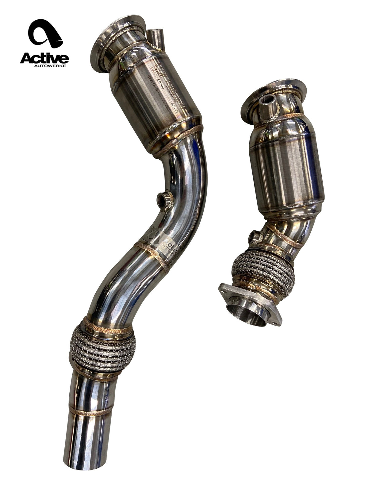 Active Autowerke F8X BMW S55 M2C / M3 / M4 Downpipes w Active AFlow Cats