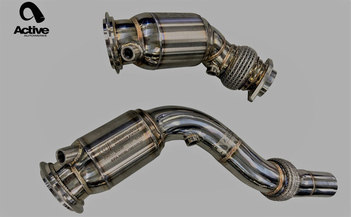 F8x BMW S55 M2C / M3 / M4 Downpipes w Active AFlow Cats.