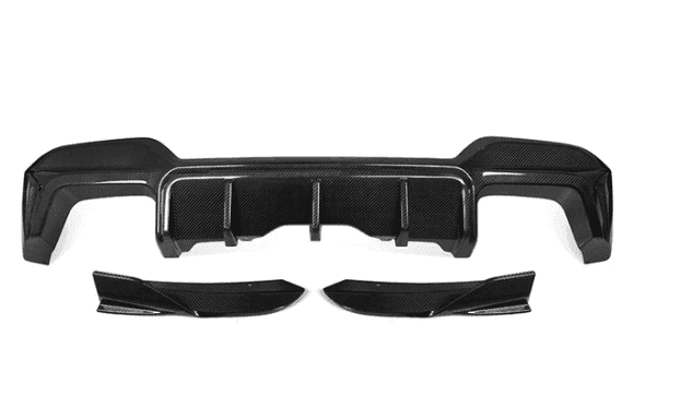 SooQoo BMW F97 X3M LCI SQ 3 Piece Rear Diffuser In Gloss Pre Preg Carbon Fibre (Facelift 2022+).