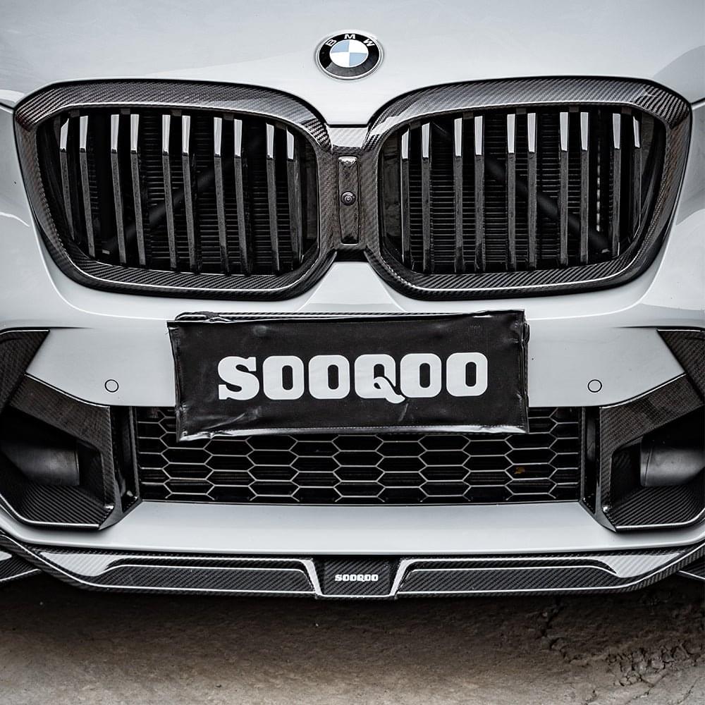 SOOQOO BMW X3M F97 X4M F98 LCI Carbon Fiber Front Lip.