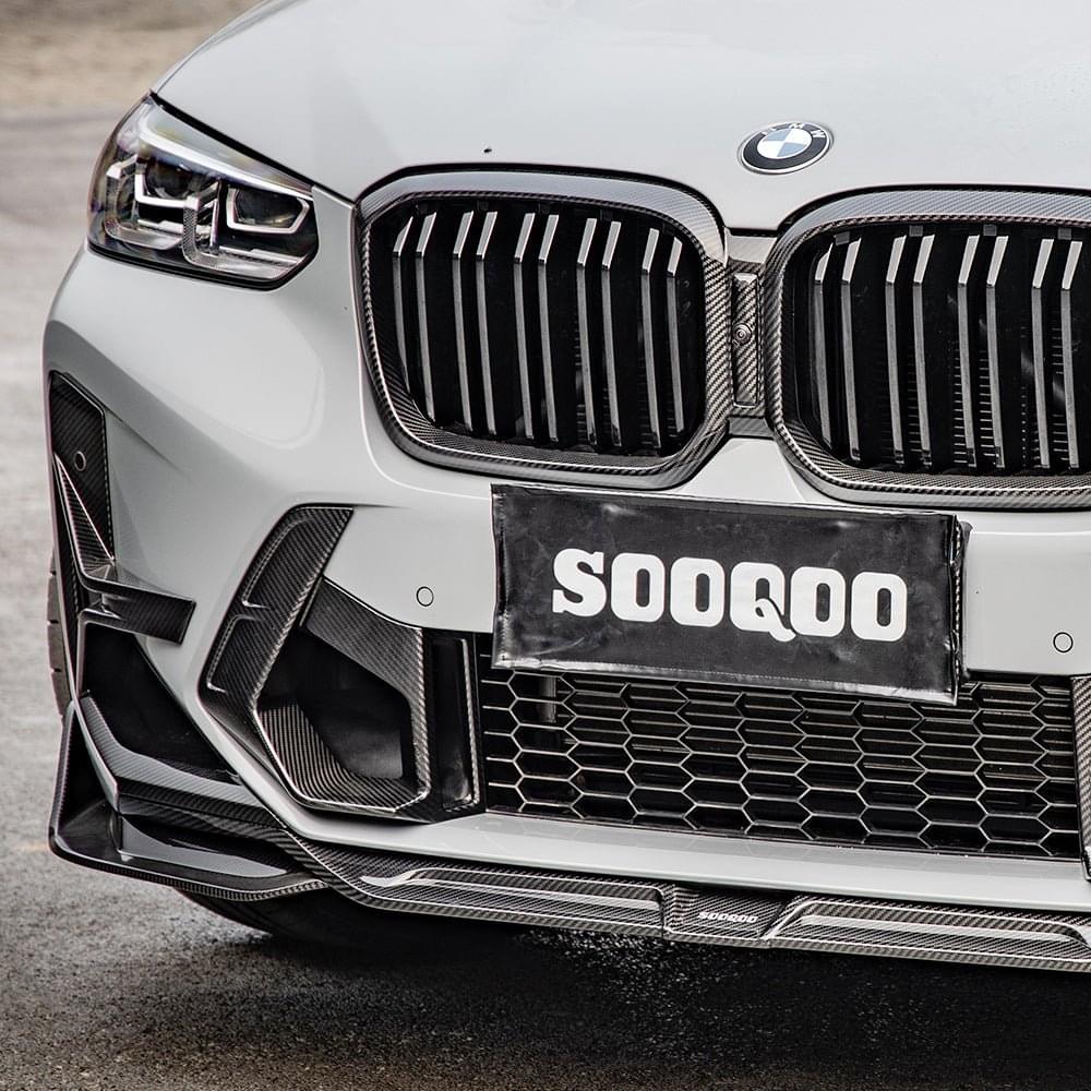 SOOQOO BMW X3M F97 X4M F98 LCI Carbon Fiber Front Lip.