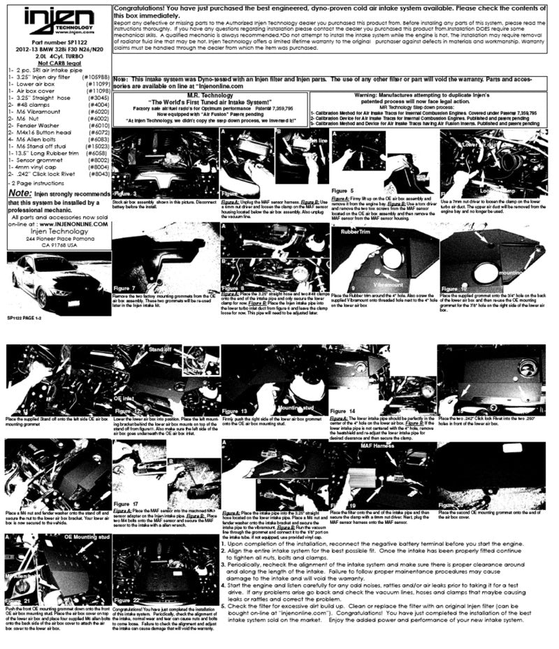 Injen 12-16 BMW 328i F30 N20/N26 2.0L (t) 4cyl Wrinkle Black Short Ram Intake w/ MR Tech & Air Box - COLORADO N5X