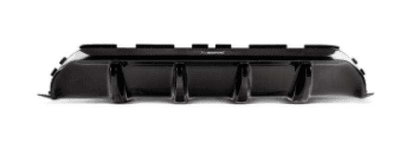 Akrapovic 18+ BMW M5 (F90) Rear Carbon Fiber Diffuser - High Gloss w/ Red/White Akrapovic Logo.
