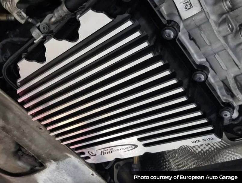 BMS Billet Aluminum BMW DCT transmission high capacity oil pan.