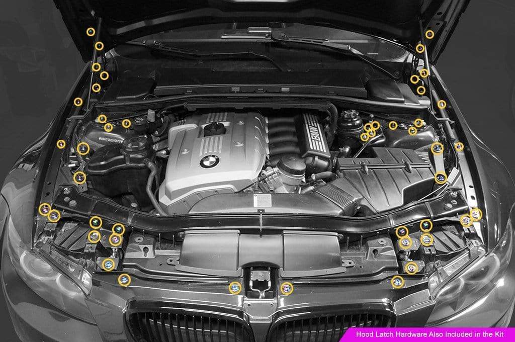 BMW 328i (2006-2013) Titanium Dress Up Bolts Engine Bay Kit.