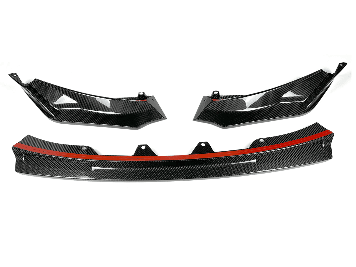 BMW G8X M3 / M4 VR1 Style 3-Piece Carbon Fiber Front Lip Splitter.