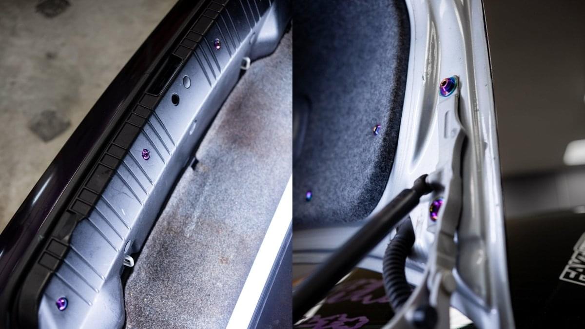 Dress Up Bolts Stage 1 Titanium Hardware Trunk Kit - BMW E46 M3 (2000-2006).
