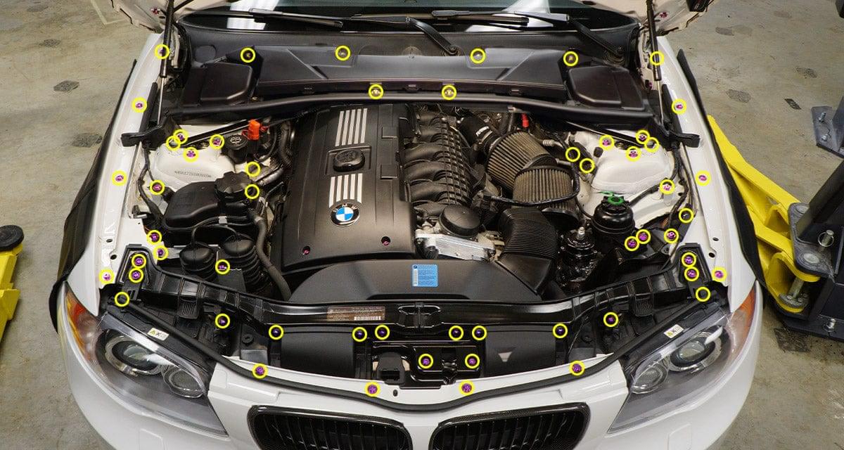 Dress Up Bolts Stage 2 Titanium Hardware Engine Bay Kit - BMW E82 135i (2007-2012).