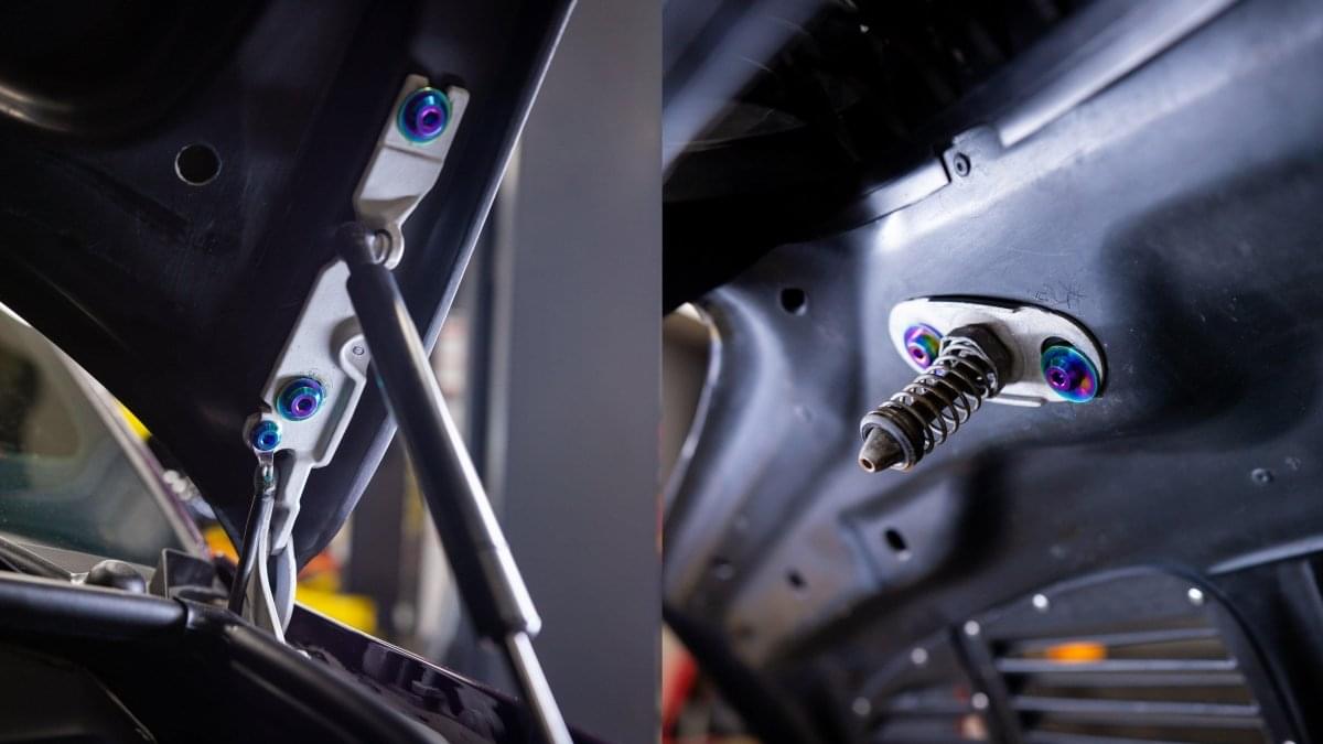 Dress Up Bolts Titanium Hardware Hood Kit - BMW E46 M3 (2000-2006).