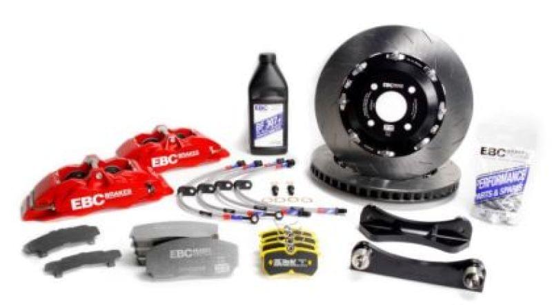 EBC Racing 12-19 BMW 3-Series (F30/F31/F34) Red Apollo-4 Calipers 330mm Rotors Front Big Brake Kit.