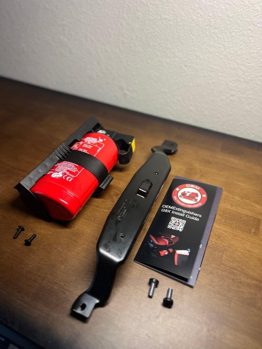 F90 M5 and X5M OEM Fire Extinguisher Kit.