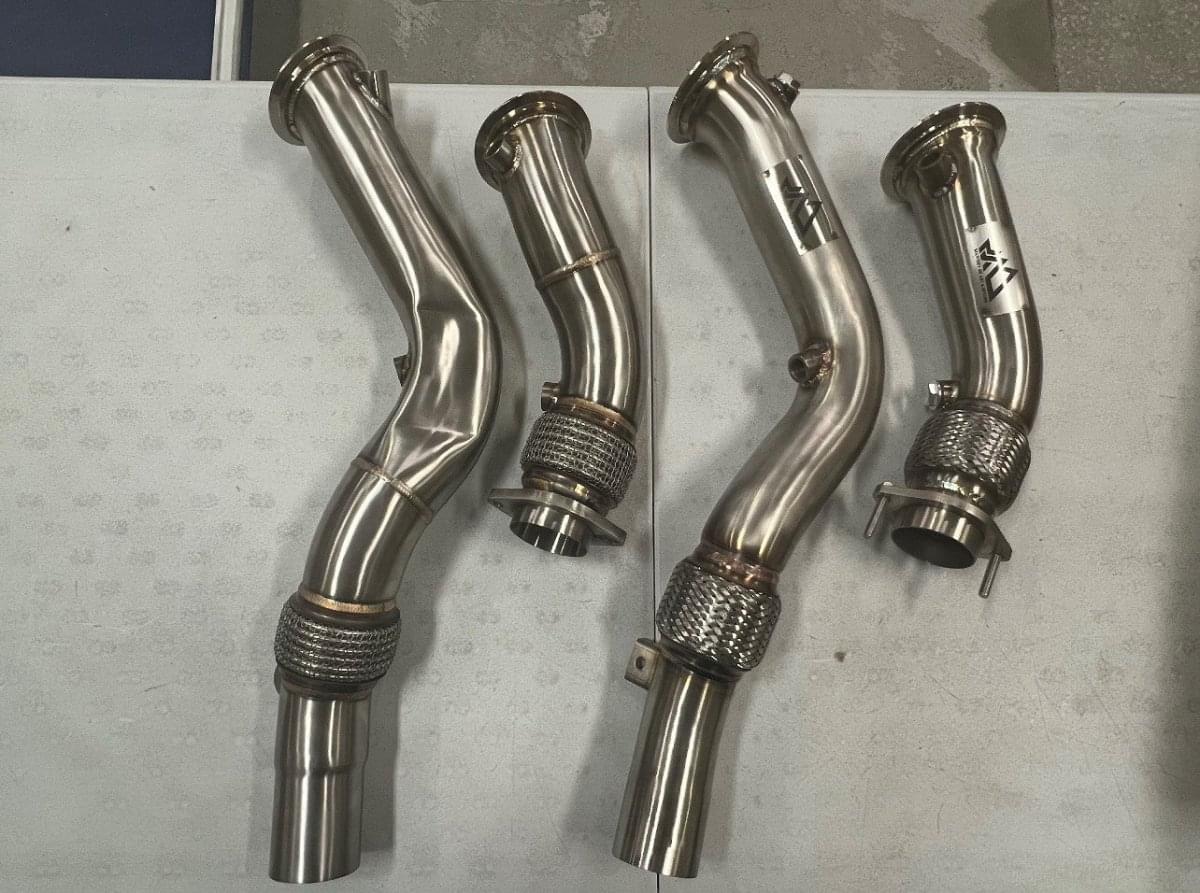 MAD BMW S55 3.5" Fat Boy Downpipes M2C M3 M4 W/ Flex Section.