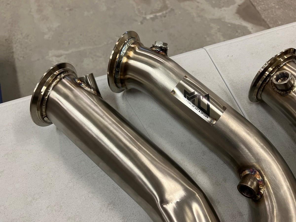 MAD BMW S55 3.5" Fat Boy Downpipes M2C M3 M4 W/ Flex Section.