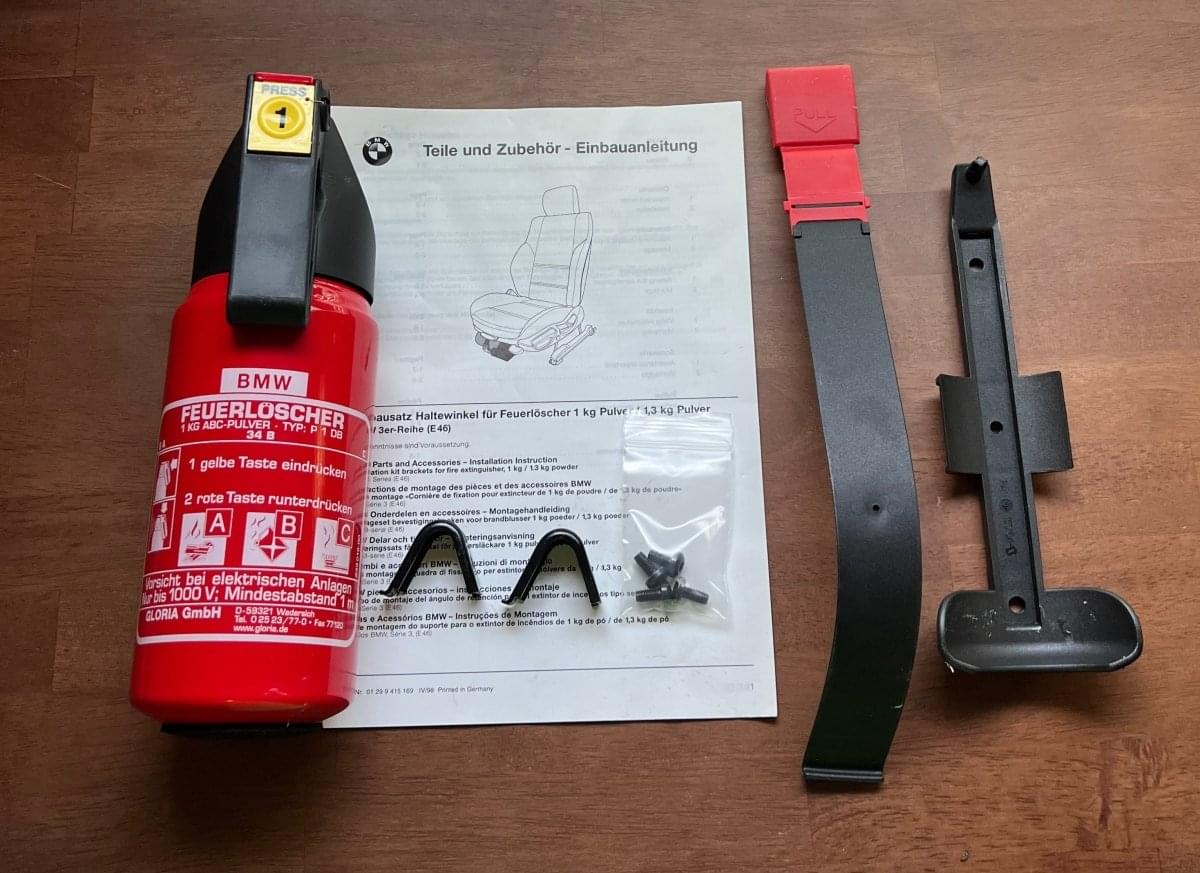 OEM E46 Fire Extinguisher Kit.
