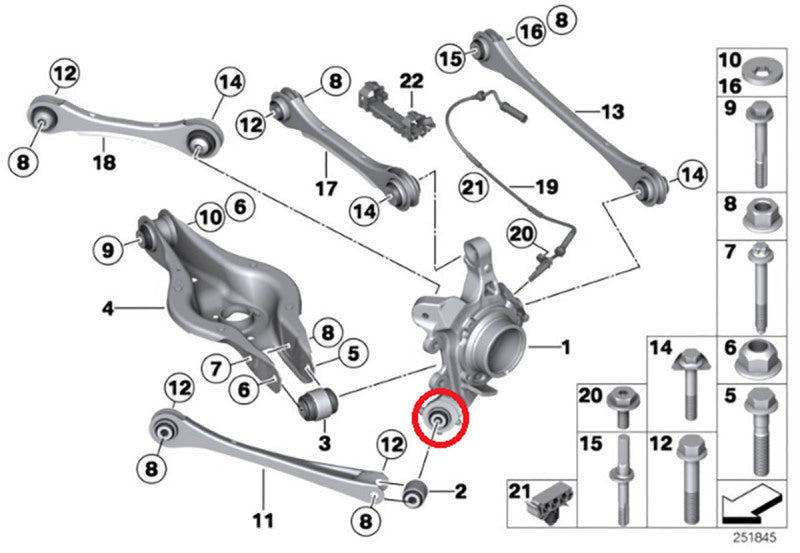 SPL Parts 2010+ BMW F2x 2 Series /  2011+ BMW F3 X 3 & 4 Series Rear Traction Arm Knuckle Bushing