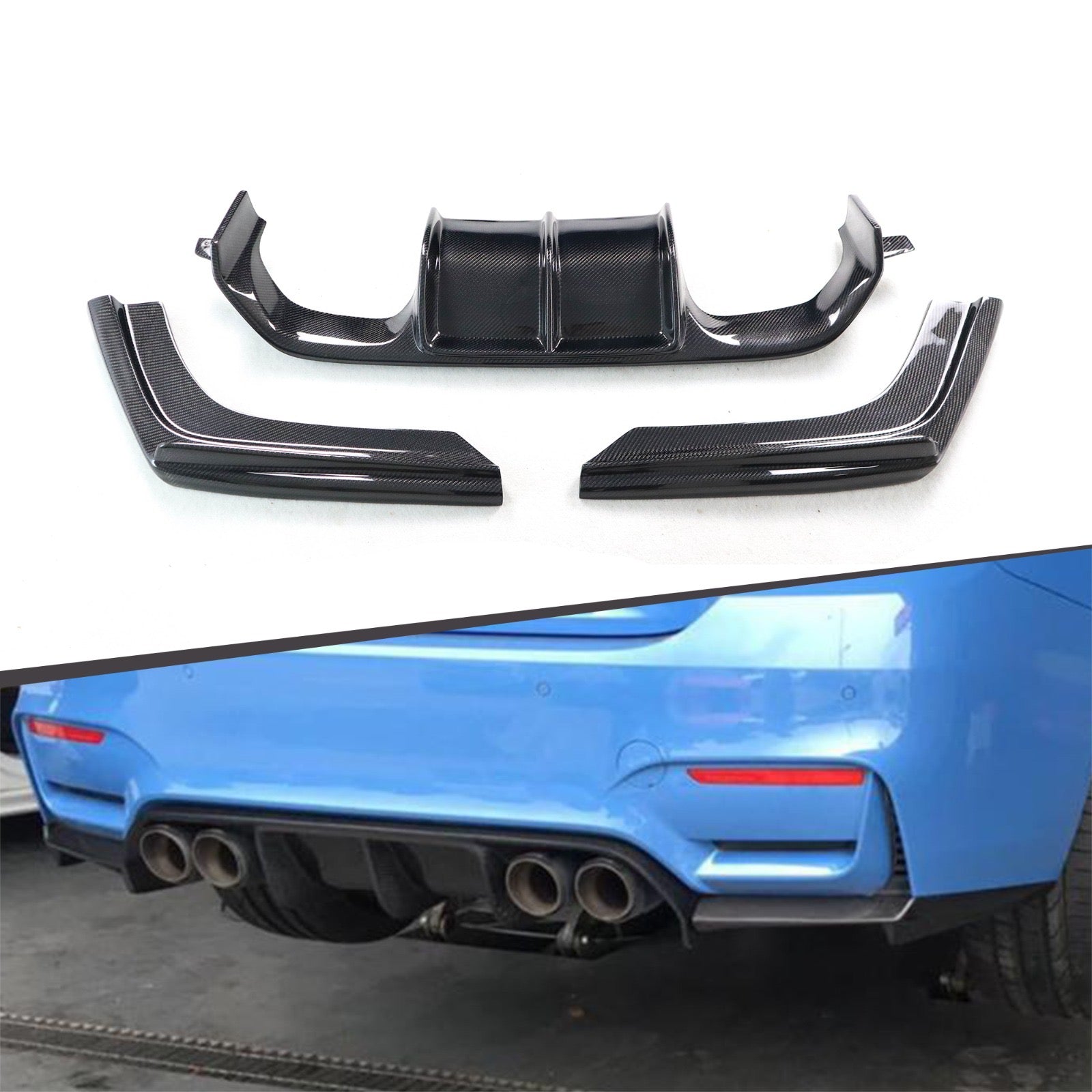 V STYLE 3-PIECE CARBON FIBER DIFFUSER - F80 M3 | F82 / F83 M4 - COLORADO N5X