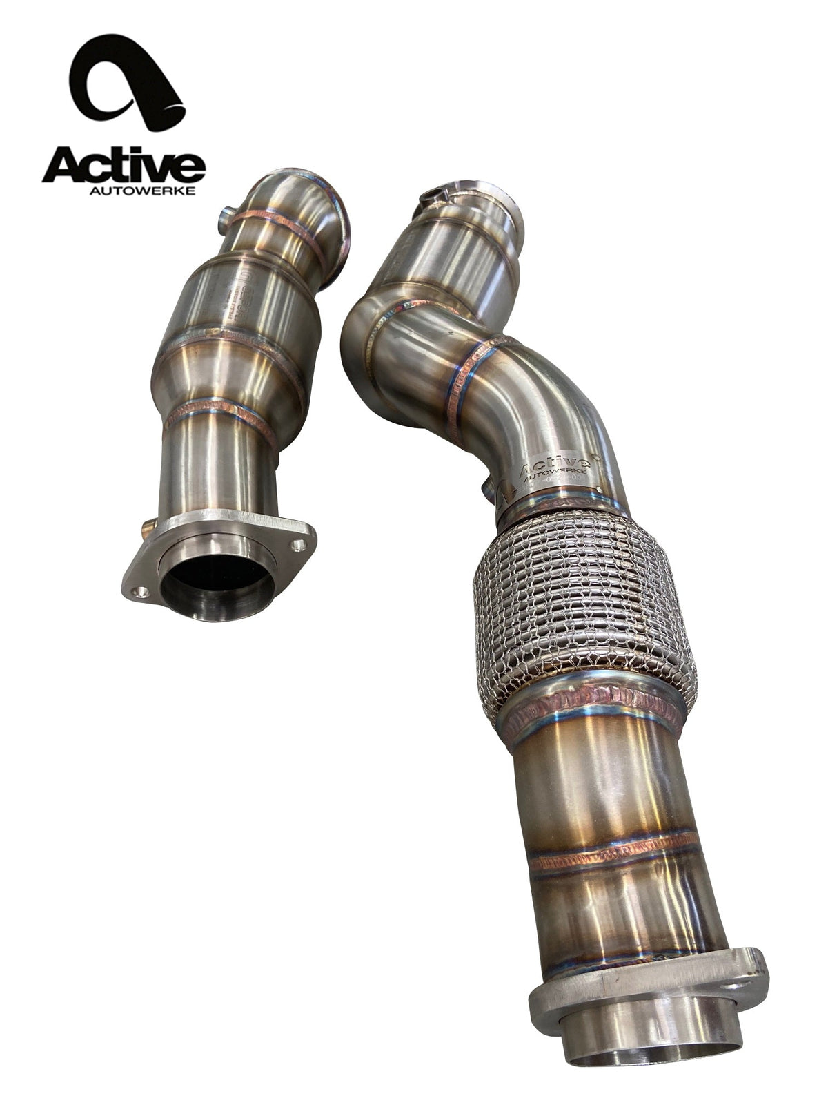 Active Autowerke BMW S58 G80 M3 G82 M4 G87 M2 Downpipes w Aflow CATs.