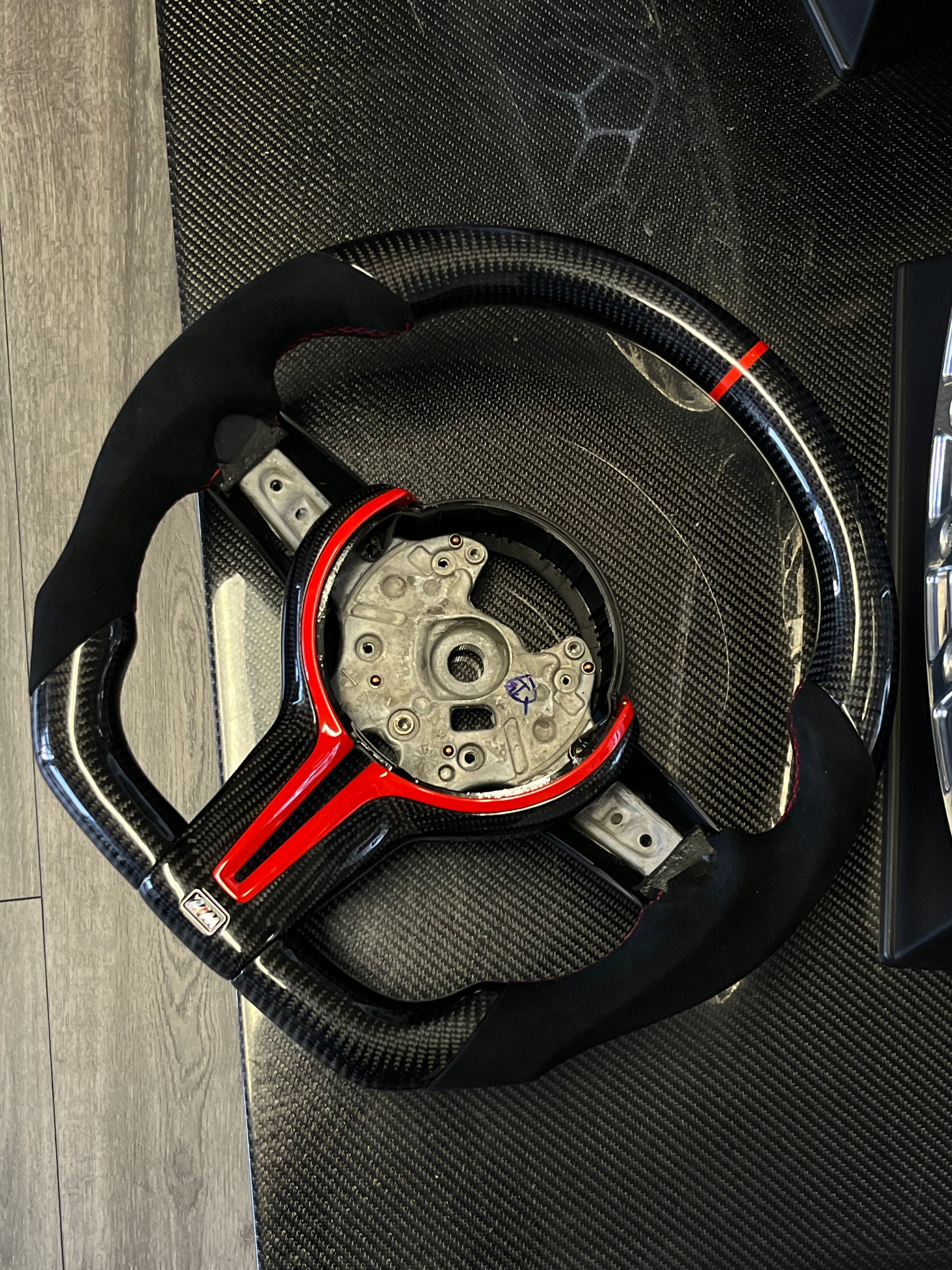 F Chassis Custom Steering Wheel - Carbon Fiber/Alcantara/Red Stitching - COLORADO N5X