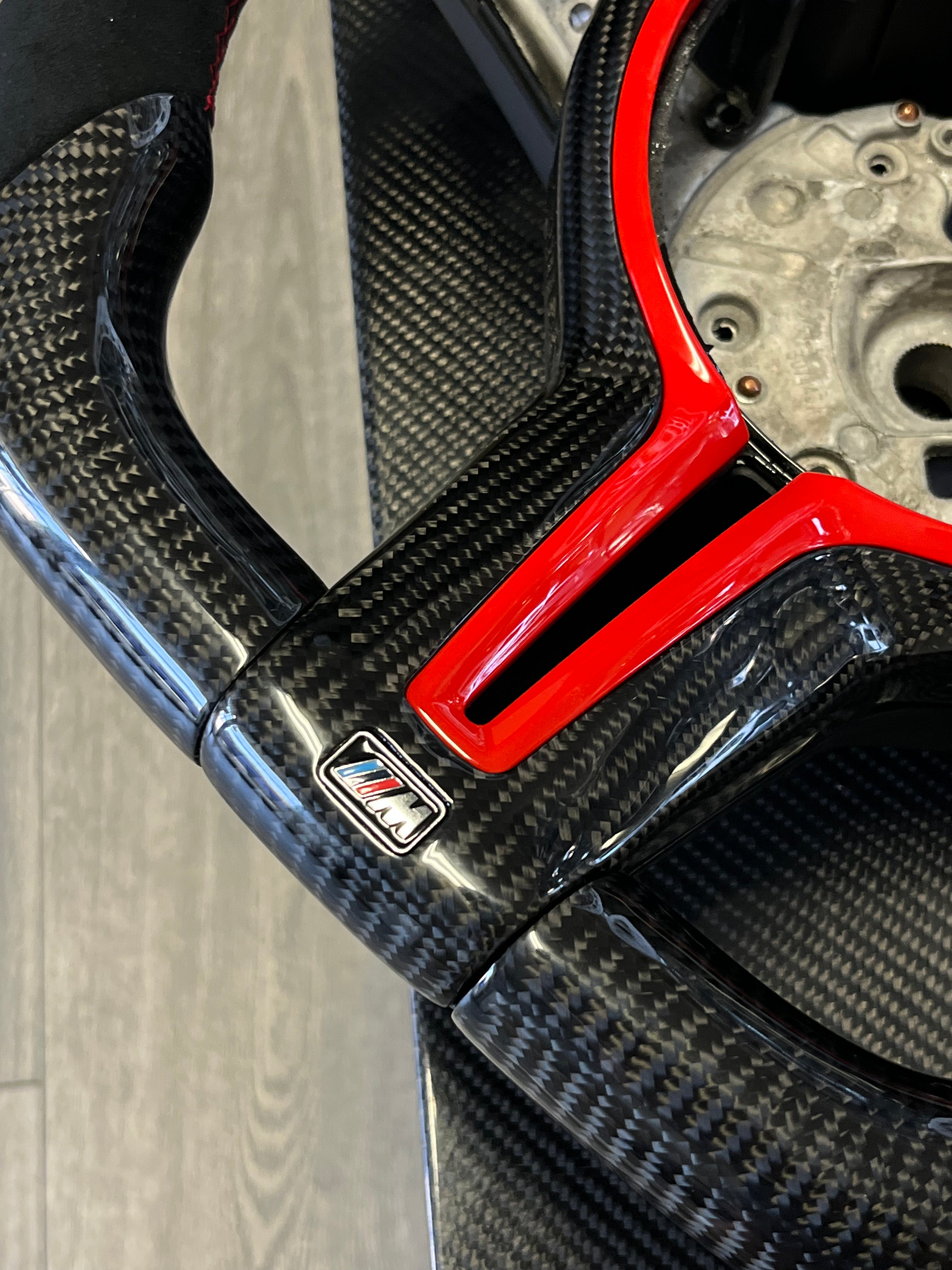 F Chassis Custom Steering Wheel - Carbon Fiber/Alcantara/Red Stitching - COLORADO N5X
