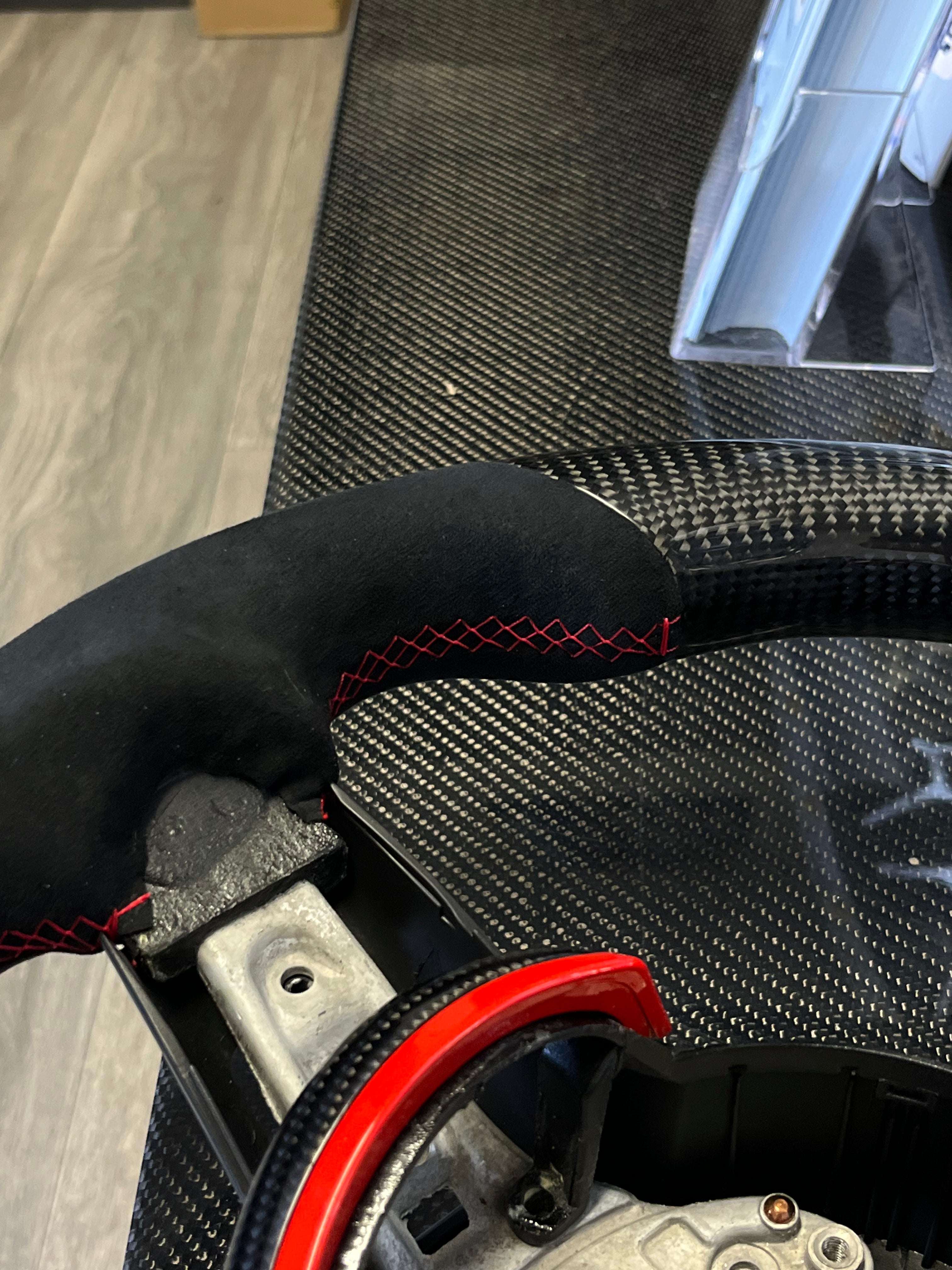 F Chassis Custom Steering Wheel - Carbon Fiber/Alcantara/Red Stitching - COLORADO N5X