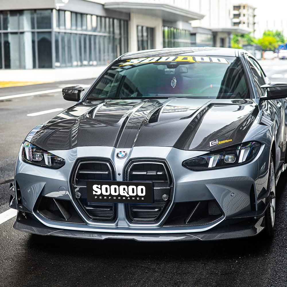 SOOQOO BMW M3 G80 M4 G82 Vented Hood In Prepreg Carbon Fiber — product view 4