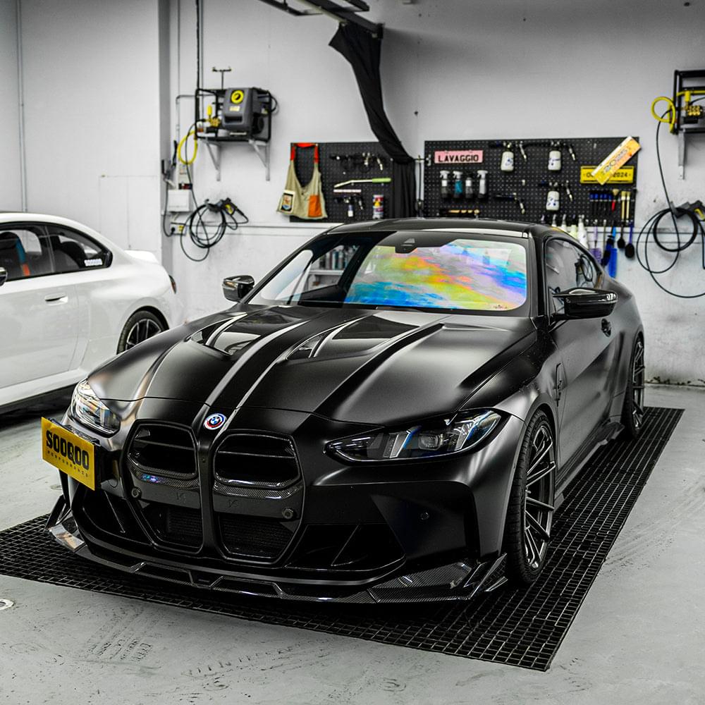 SOOQOO V2 BMW M3 G80 M4 G82 Vented Hood in White Primer Finish — product view 6