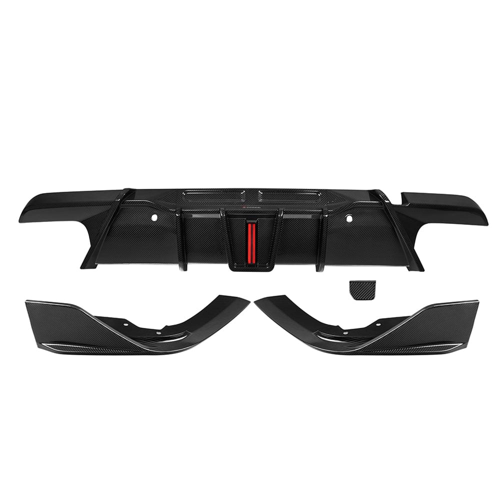 SOOQOO BMW X6M F96 Rear Diffuser W/Brake Light In Prepreg Carbon Fiber