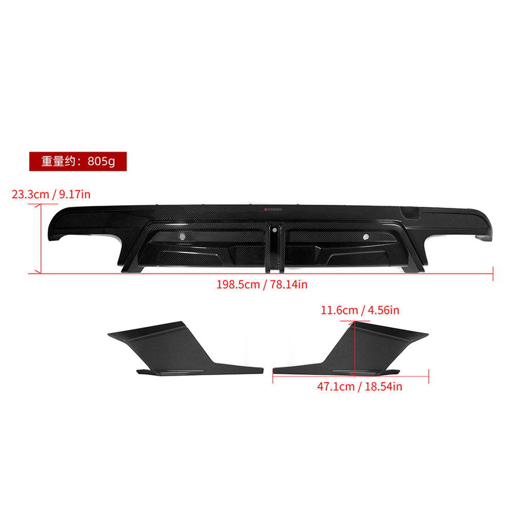 SOOQOO BMW X5M F95 Rear Diffuser W/Brake Light In Prepreg Carbon Fiber — product view 8