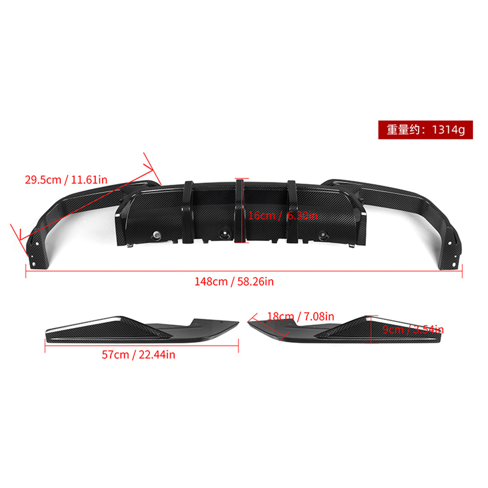 SOOQOO BMW M8 F93 Rear Diffuser In Prepreg Carbon Fiber — product view 10