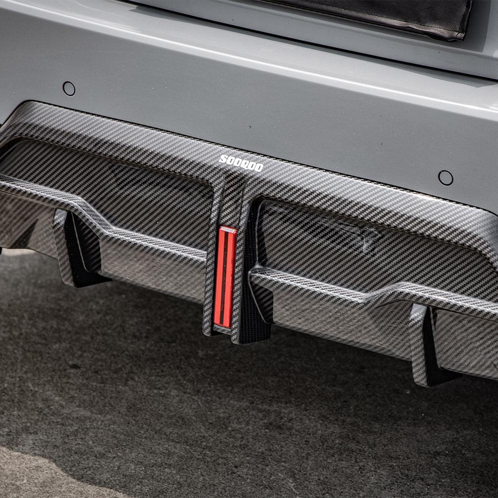 SOOQOO BMW 2 Series G42 Rear Diffuser W/brake Light In Prepreg Carbon Fiber — product view 4