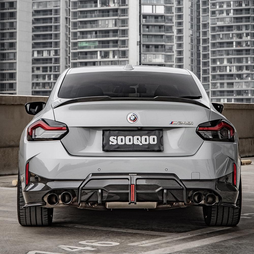 SOOQOO BMW 2 Series G42 Rear Diffuser W/brake Light In Prepreg Carbon Fiber — product view 8