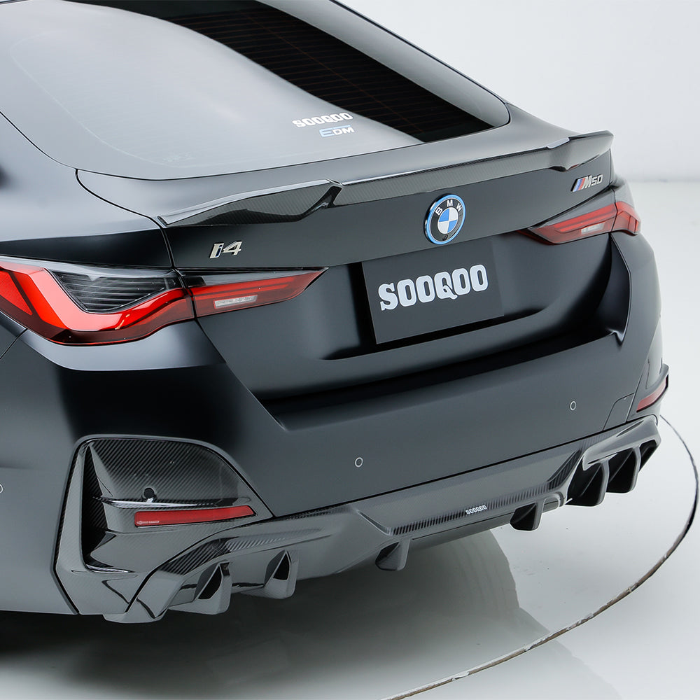 SOOQOO BMW I4 G26 Rear Diffuser In Prepreg Carbon Fiber — product view 2
