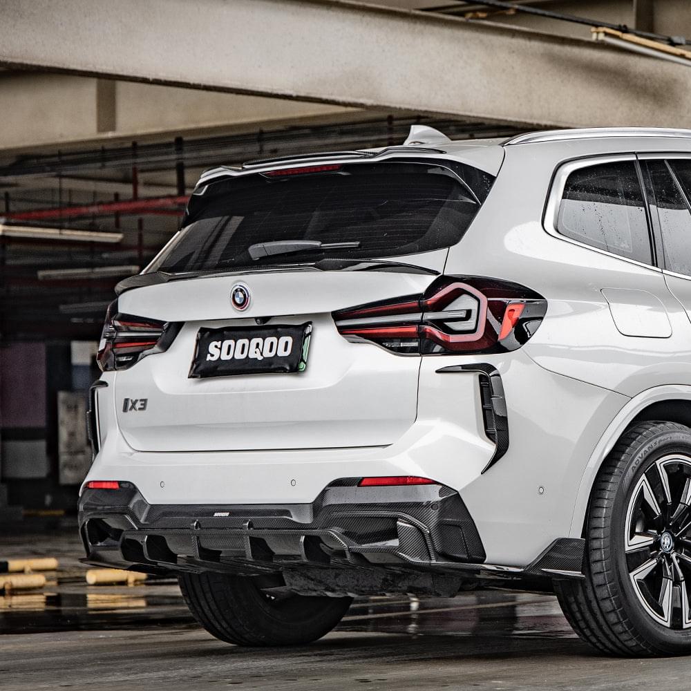 SOOQOO BMW iX3 G08 Rear Diffuser In Prepreg Carbon Fiber — product view 4