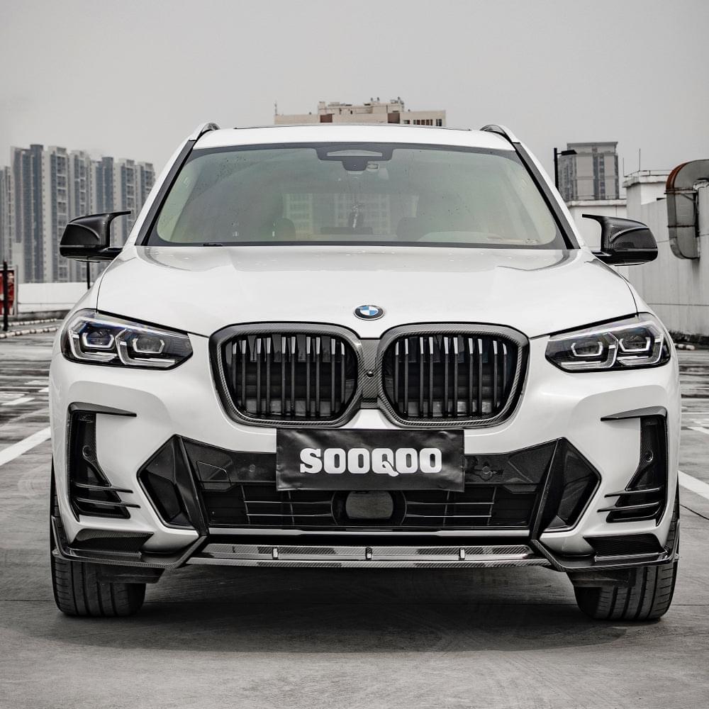 SOOQOO BMW iX3 G08 Front Lip In Prepreg Carbon Fiber — product view 8
