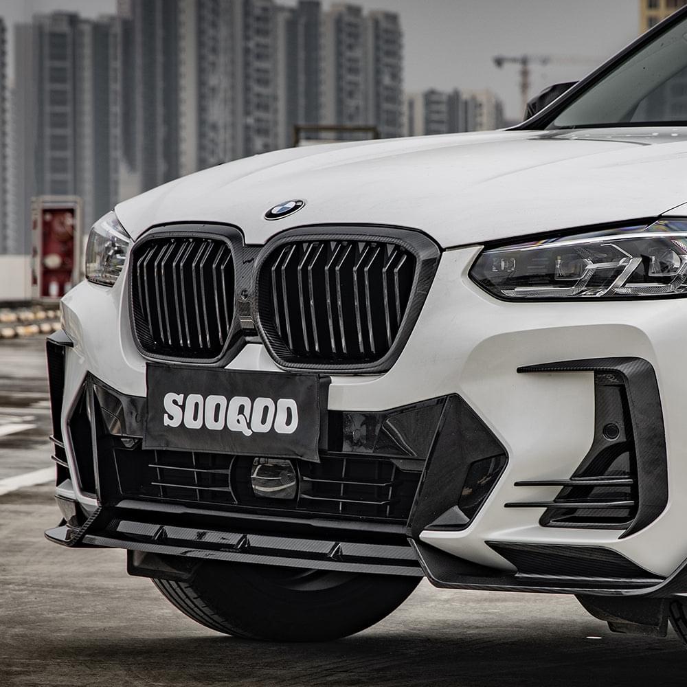 SOOQOO BMW iX3 G08 Front Lip In Prepreg Carbon Fiber — product view 2