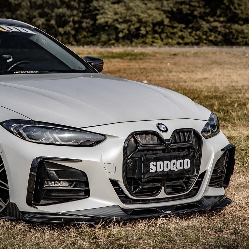 SOOQOO BMW 4 Series G22 Front Bumper Inserts In Prepreg Carbon Fiber — product view 2