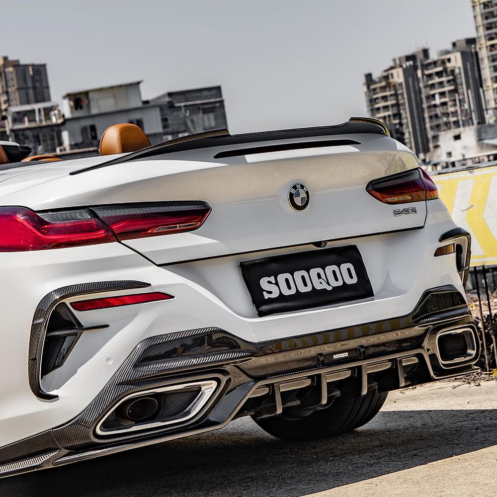 SOOQOO BMW 8 Series G14 Rear Bumper Insert In Prepreg Carbon Fiber — product view 6