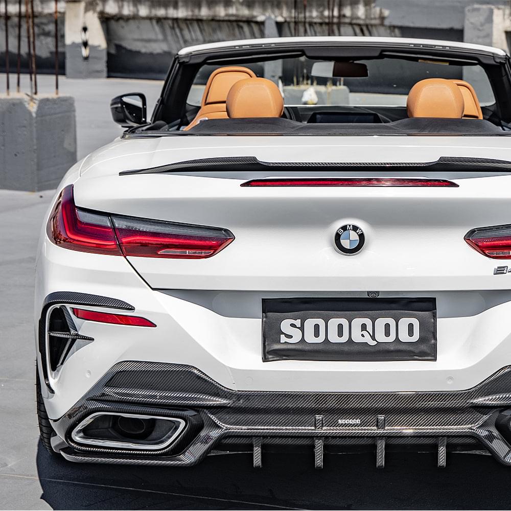 SOOQOO BMW 8 Series G14 Rear Bumper Insert In Prepreg Carbon Fiber — product view 4