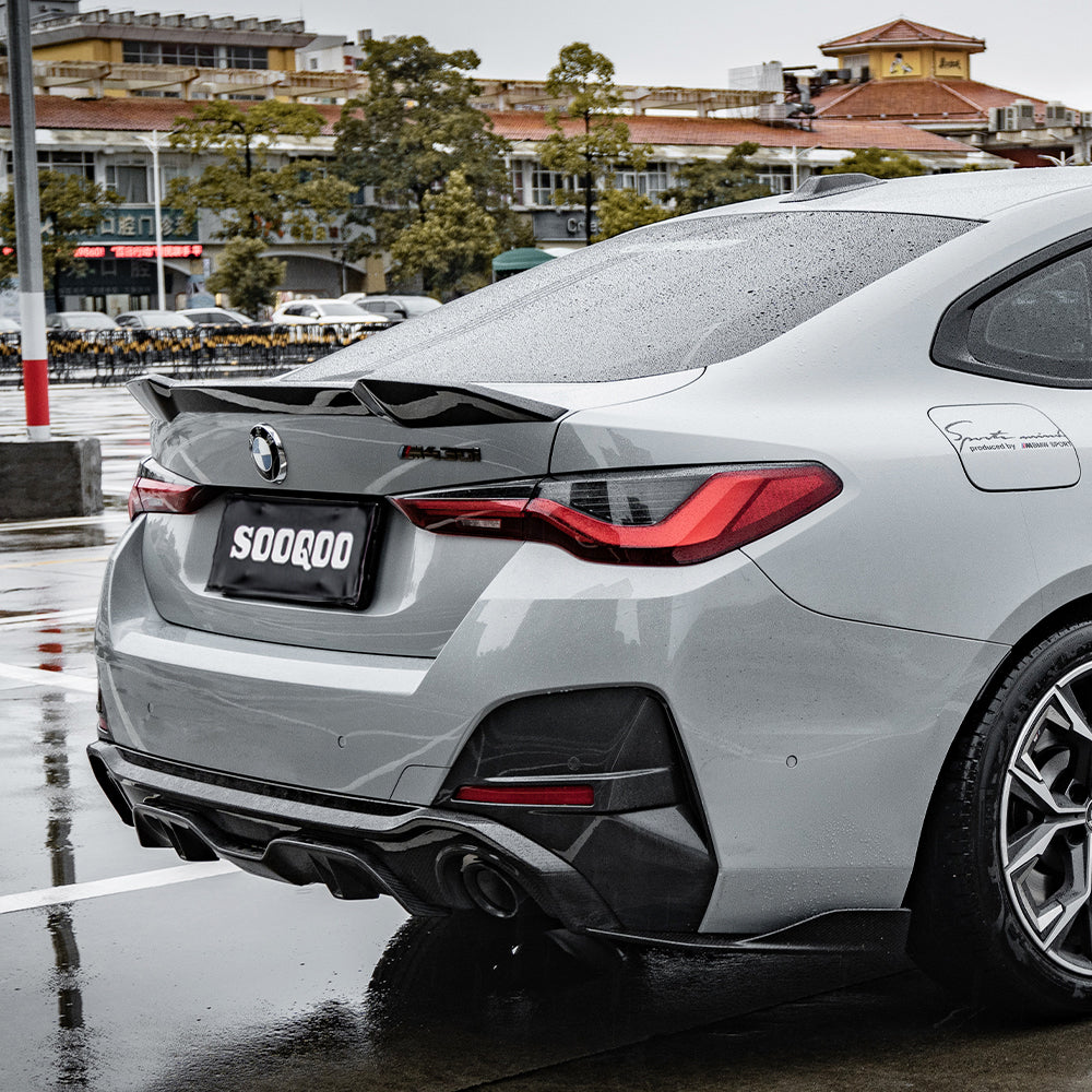 SOOQOO BMW 4 Series G26 Rear Diffuser Single Tip In Prepreg Carbon Fiber — product view 6
