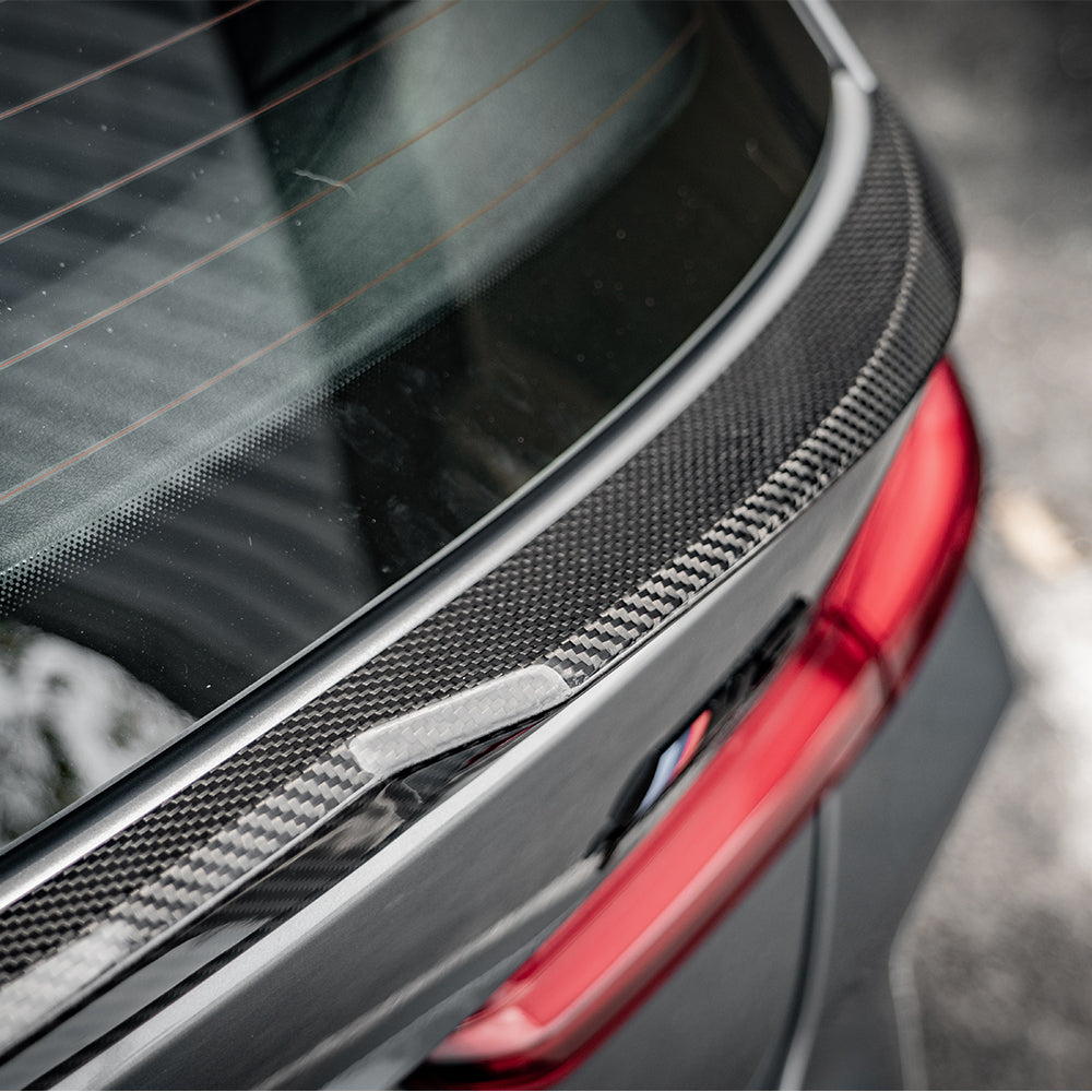 SOOQOO BMW M3 G81 Rear Spoiler In Prepreg Carbon Fiber — product view 6