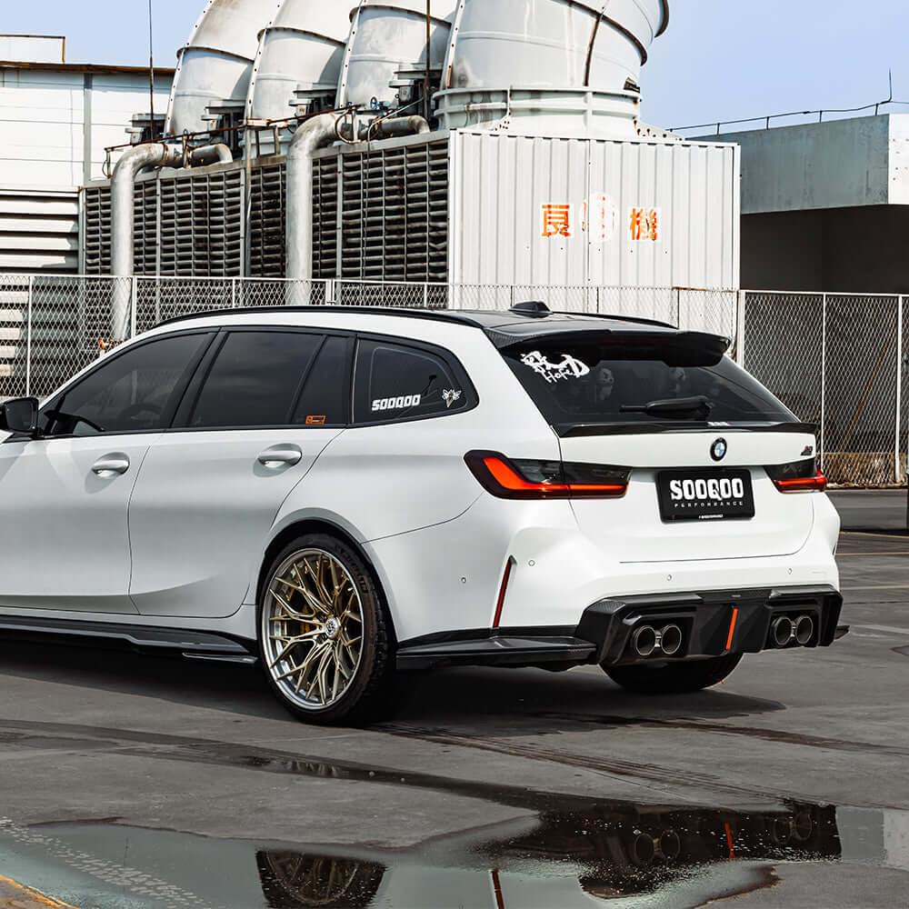 SOOQOO V2 BMW M3 G80 Rear Diffuser W/Brake Light In Prepreg Carbon Fiber — product view 6