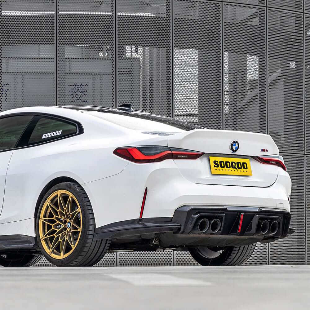 SOOQOO V2 BMW M4 G82 Rear Diffuser W/Brake Light In Prepreg Carbon Fiber — product view 2
