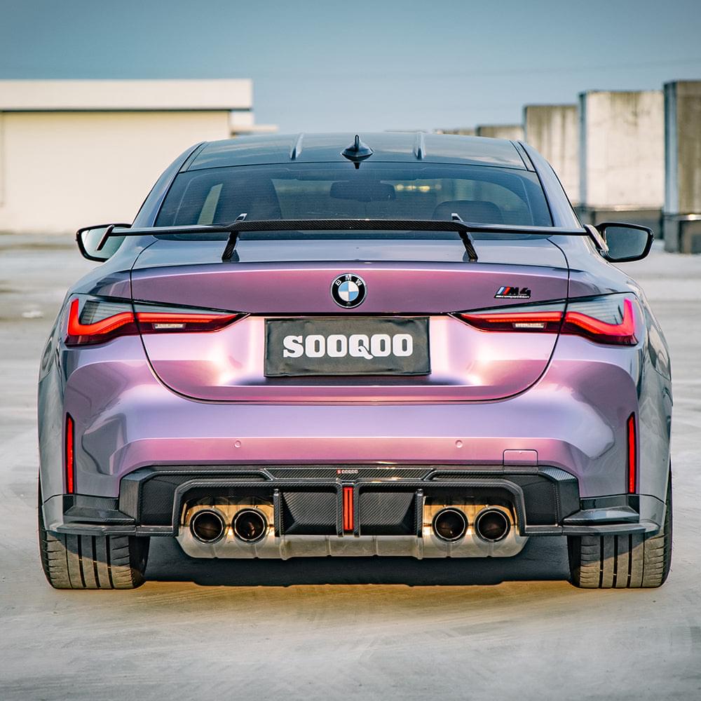 SOOQOO V1 BMW M4 G82 Rear Diffuser W/Brake Light In Prepreg Carbon Fiber — product view 2
